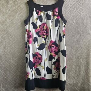 Size 18W Mod Floral Shift Dress Classy Professional Career Plus Size Structured